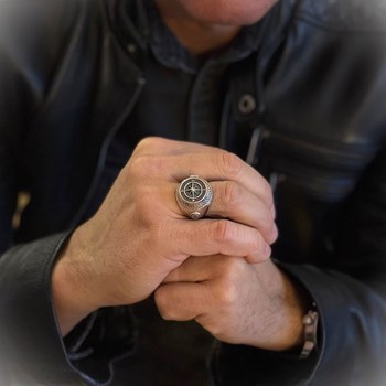 Chevalière Homme Rose Des Vents Argent