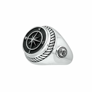 Chevalière Homme Rose Des Vents Argent