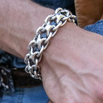 Gourmette Homme Bracelet Argent Rock Grand Modèle