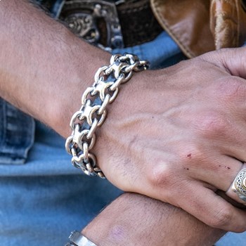 Gourmette Homme Bracelet Argent Rock Grand Modèle