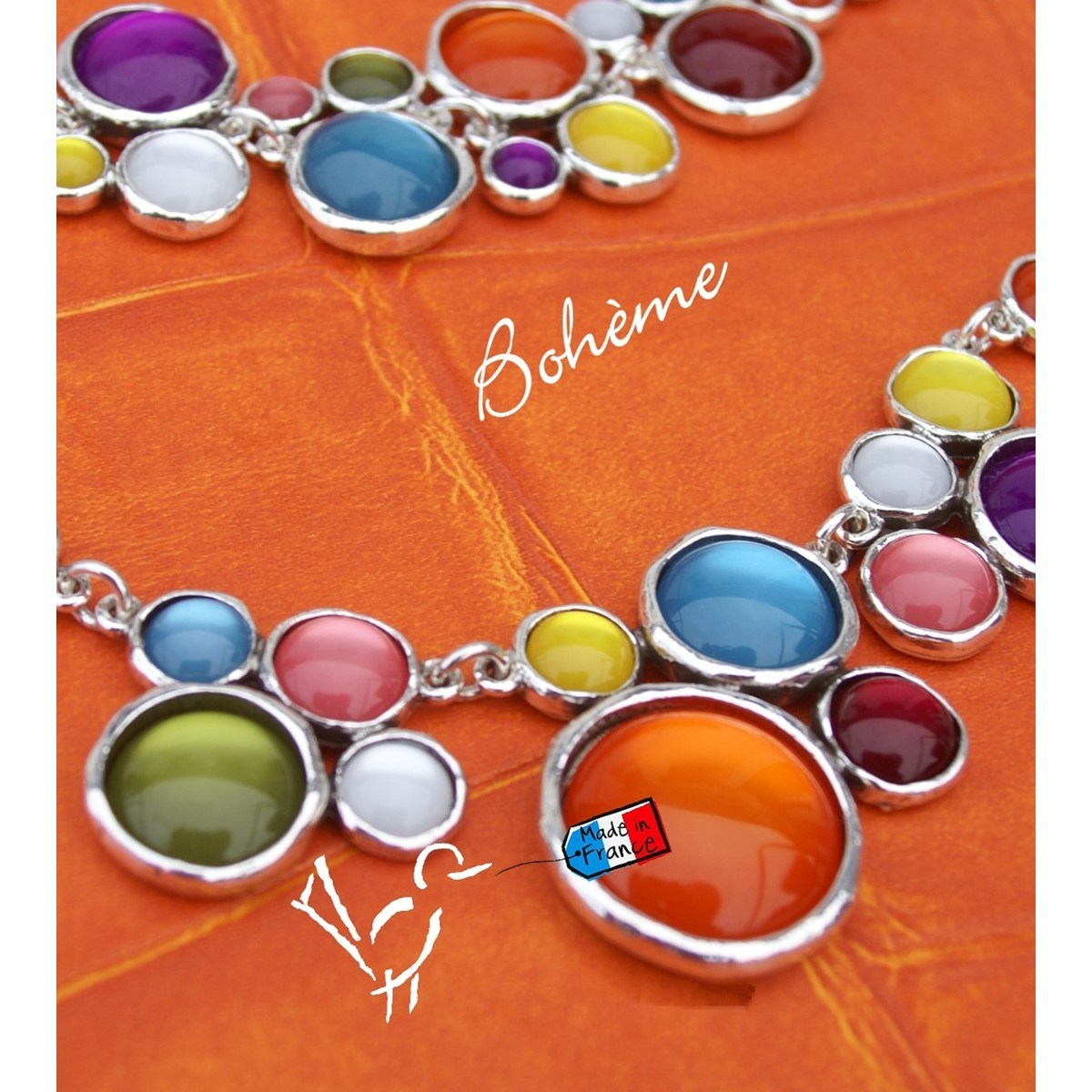 Broche en métal argenté BOHEME - vue V3