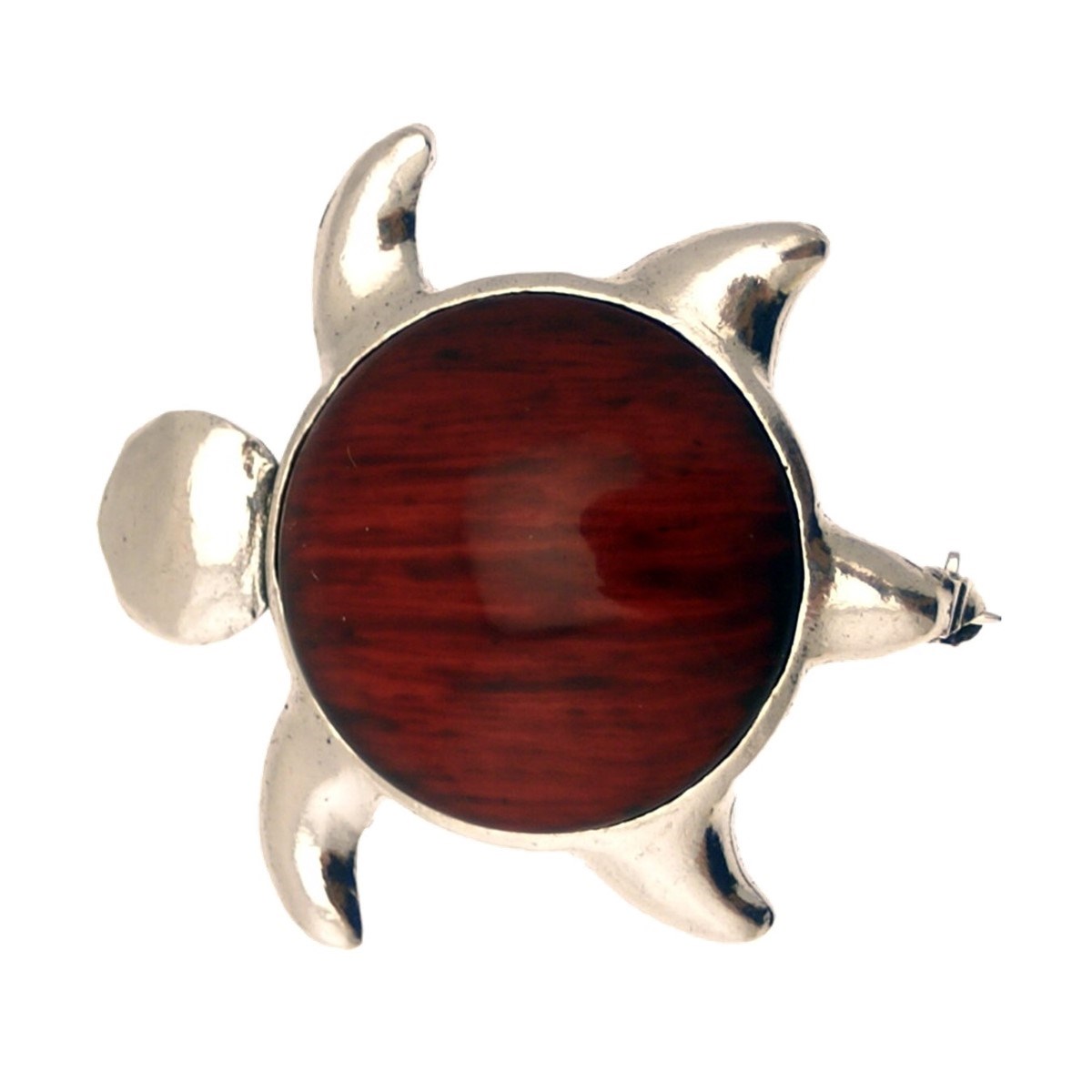 Broche métal argenté tortue pierre couleur collection TURTLE - vue V1