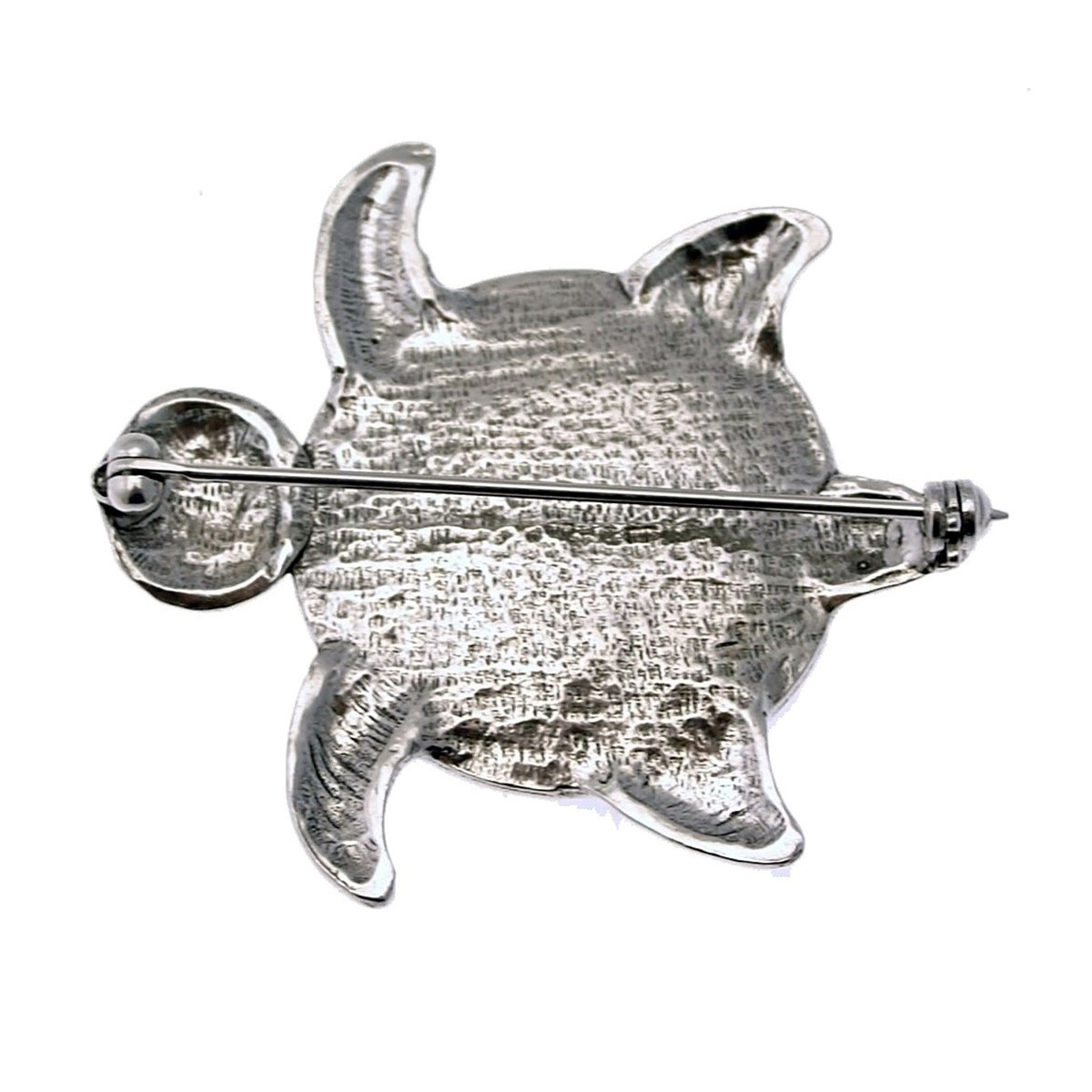 Broche métal argenté tortue pierre couleur collection TURTLE - vue V2