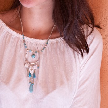 Bohemian and ethnic turquoise necklace - Amarkande