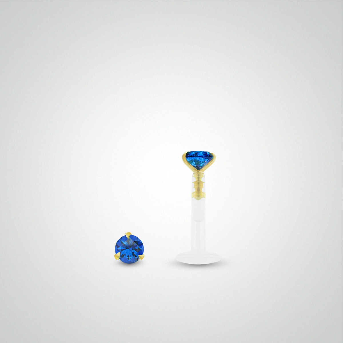 Piercing de labret saphir 0,05 carats en or jaune