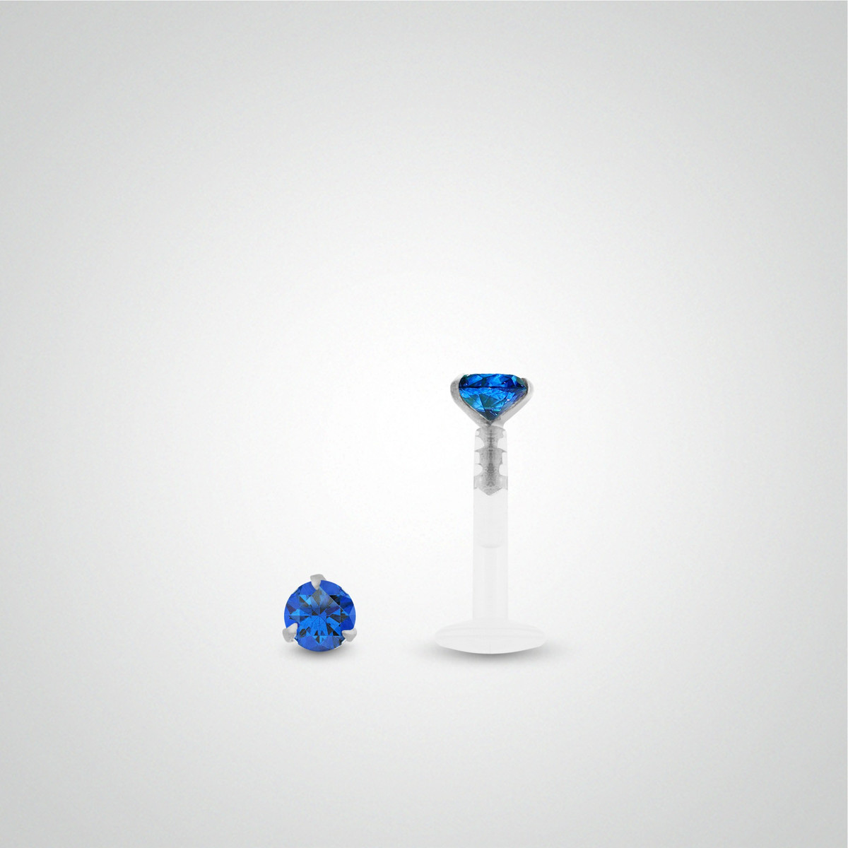 Piercing de labret saphir 0,05 carats en or blanc