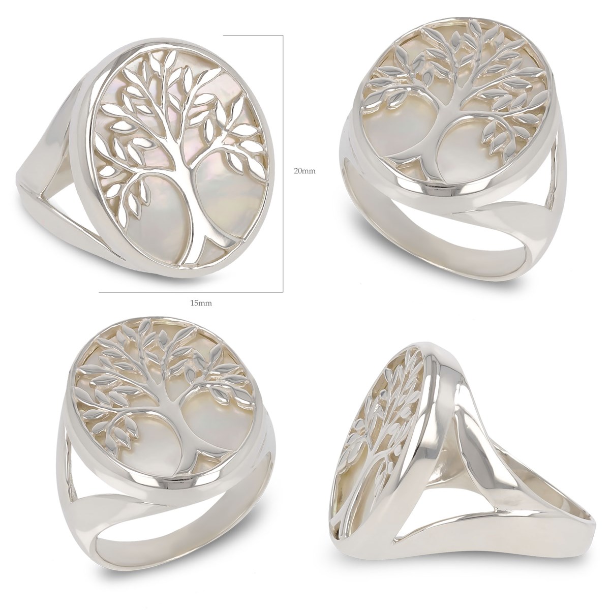 Bague Arbre de Vie en Nacre Blanche et Argent 925 - Une Pièce Unique pour une Personnalité Unique | Aden - vue 3