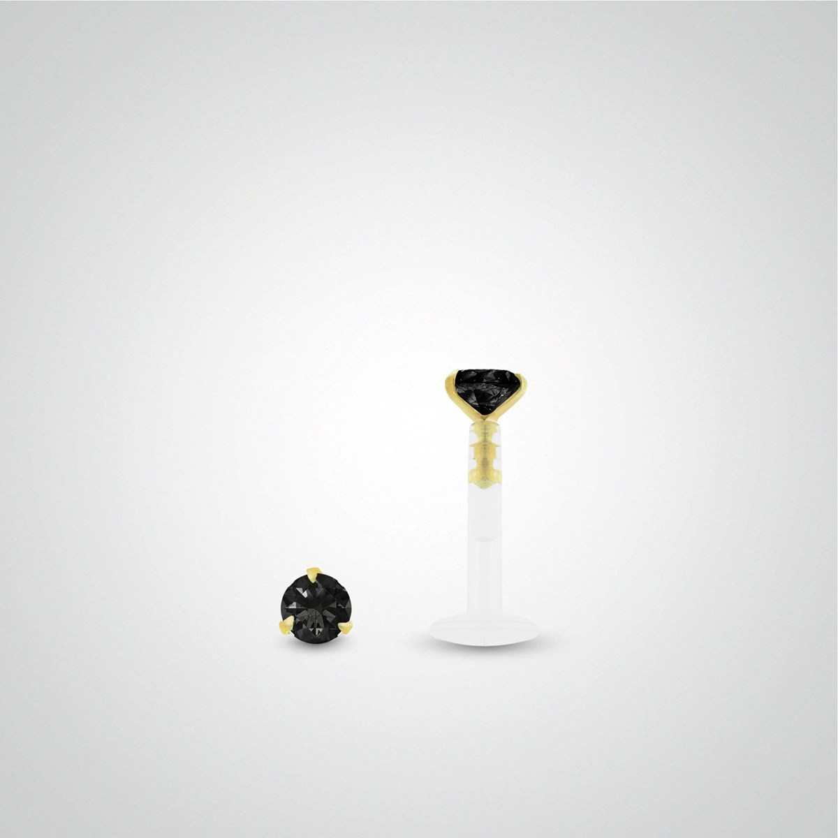 Piercing helix en or jaune avec oxyde de zirconium noir