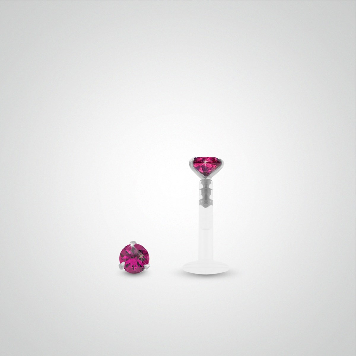 Piercing helix or blanc avec oxyde de zirconium fushia