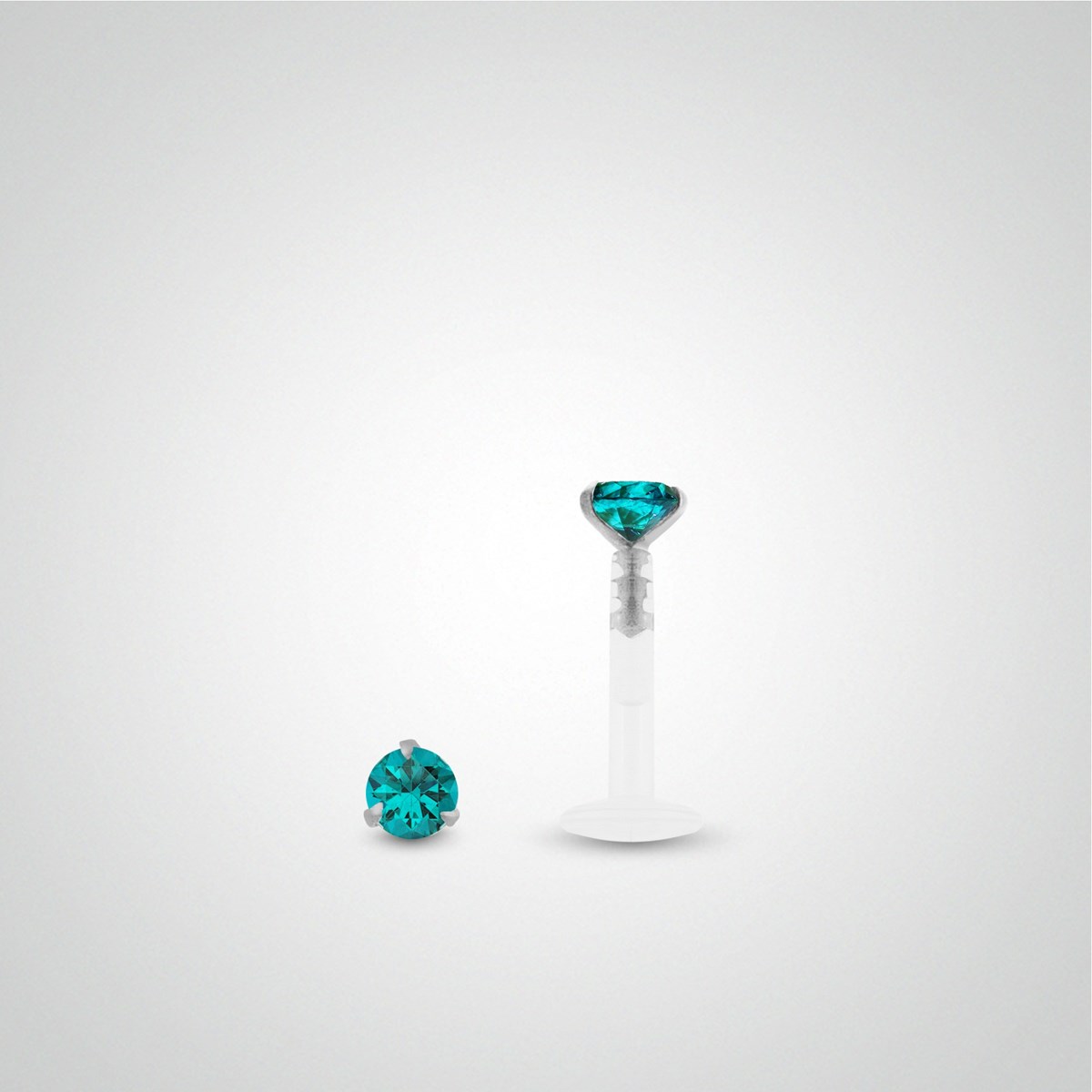 Piercing helix or blanc avec oxyde de zirconium turquoise