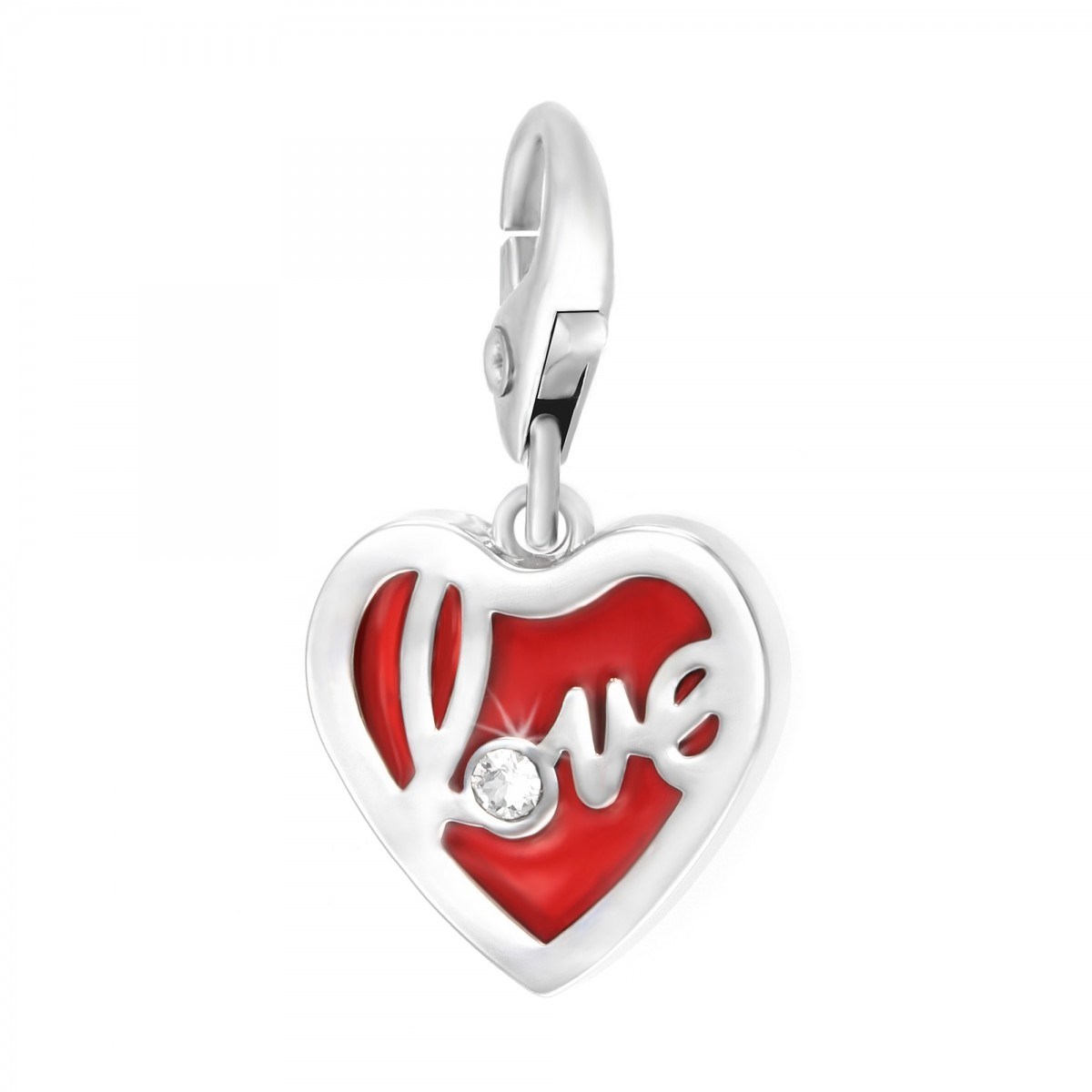 Charm love dans coeur SC Crystal orné de Cristaux scintillants