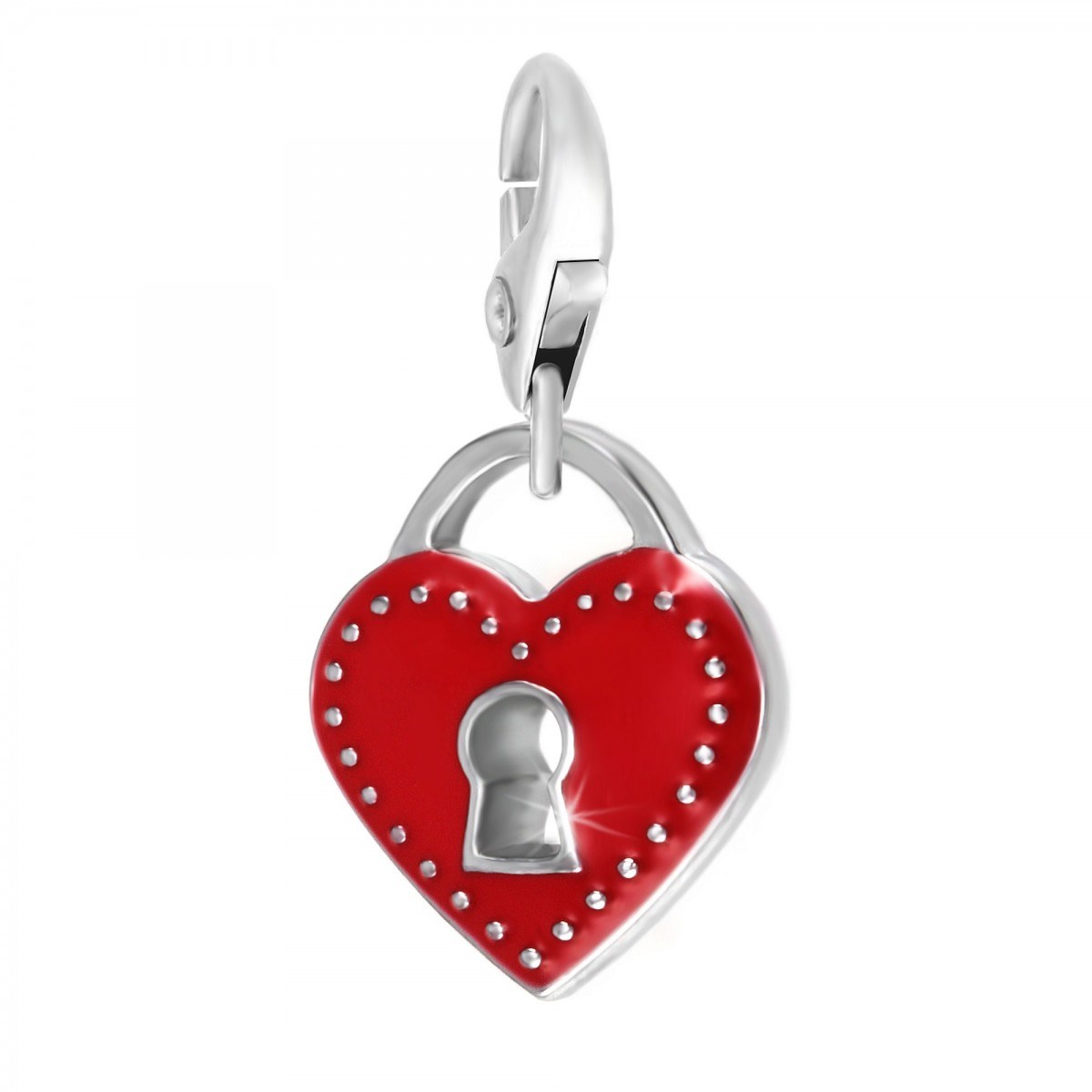 Charm cadenas dans coeur rouge SC Crystal