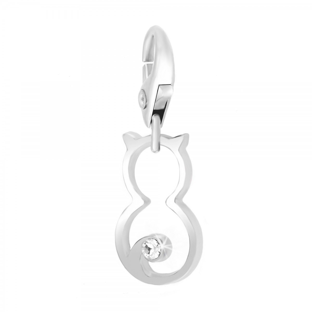 Charm chat argenté SC Crystal orné de Cristaux scintillants
