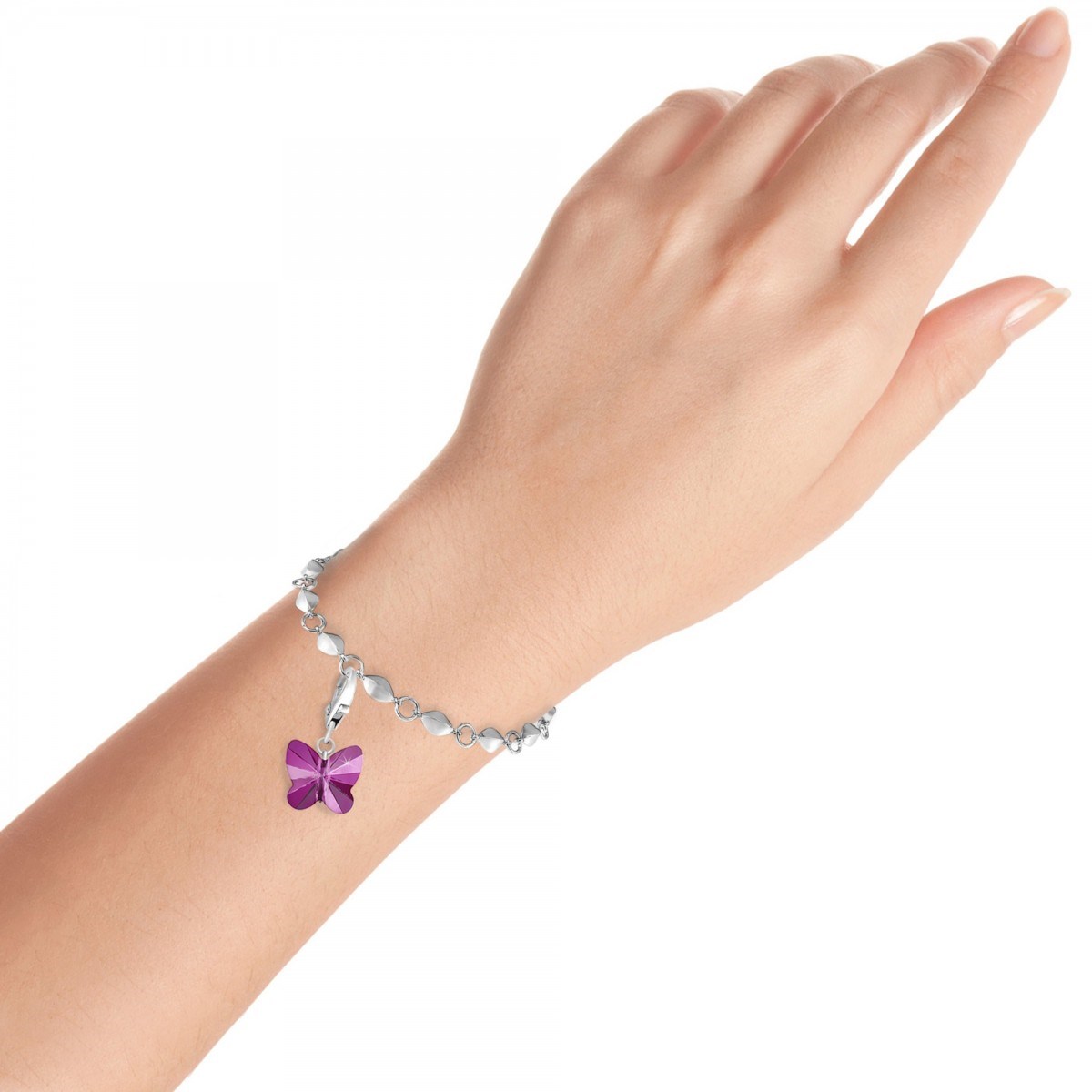 Charm papillon fushia SC Crystal orné de Cristaux scintillants - vue 2