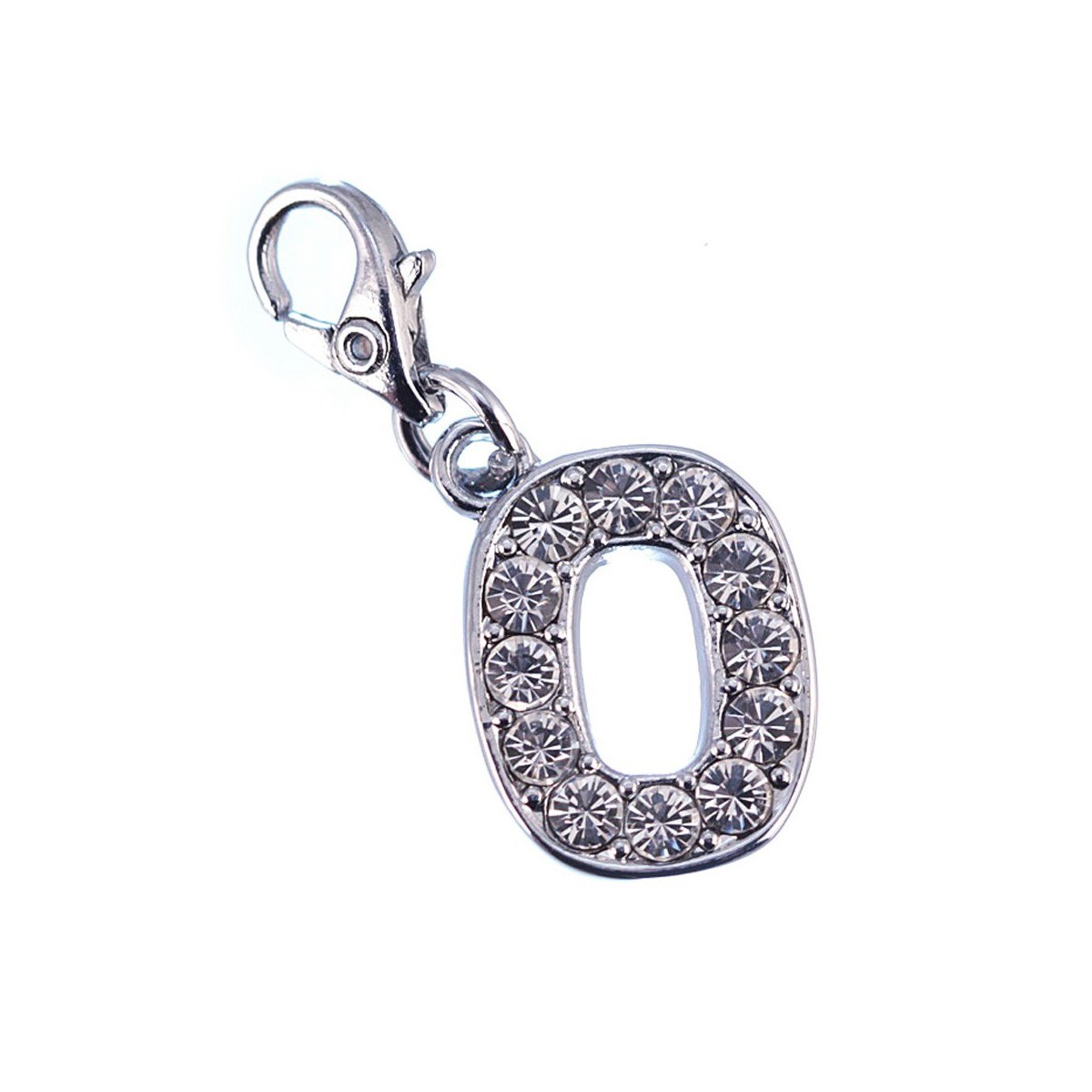 Charm Chiffre 0 SC Crystal orné de Cristaux scintillants