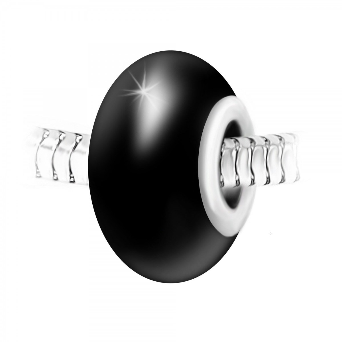 Charm perle verre noir et acier SC Crystal