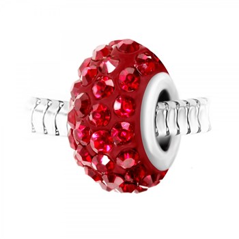 Pearl charm paved with red crystals and SC Crystal steel