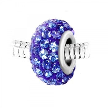 Pearl charm paved with blue crystals and SC Crystal steel