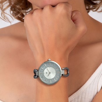 Montre argentée Emilie SC Crystal ornée de Cristaux scintillants