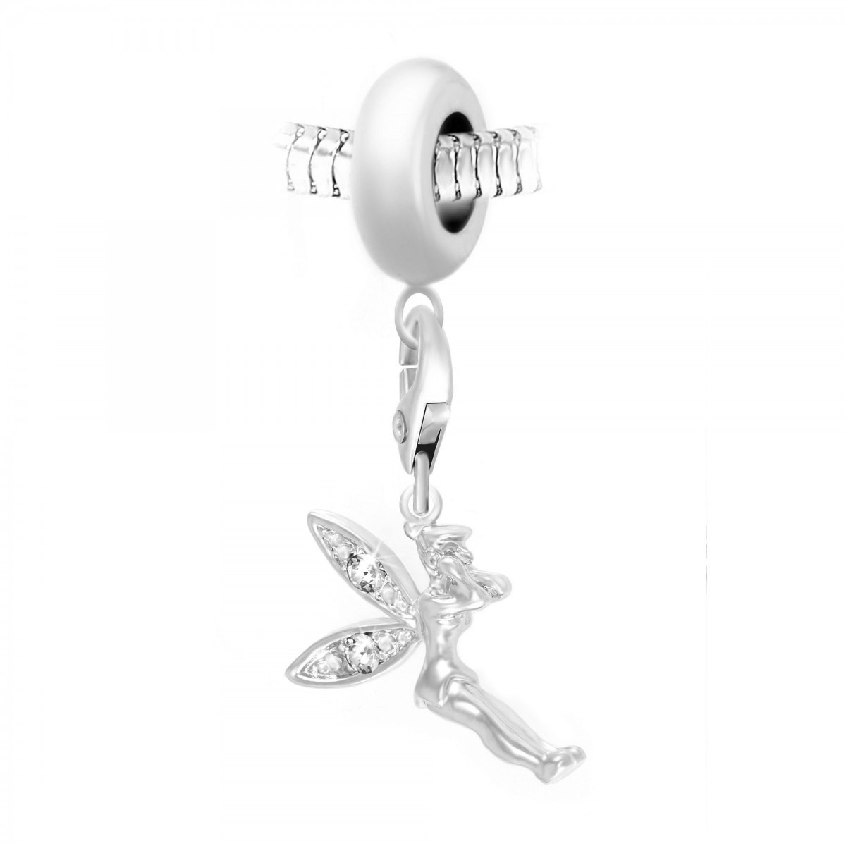 Charm perle SC Crystal en acier avec pendentif fée orné de Cristaux scintillants