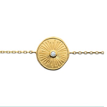 Bracelet Brillaxis Plaque Soleil plaqué or