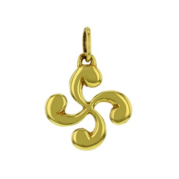 Pendentif croix basque or jaune 9 carats 19mm