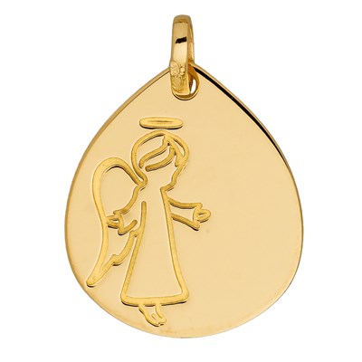 Médaille Ange et étoile en Or Blanc 375 Ref. 37113