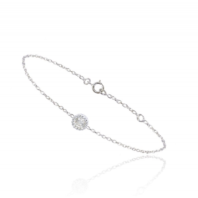 Bracelet chaîne cannelé et diamant en or 18 carats - Be Jewels