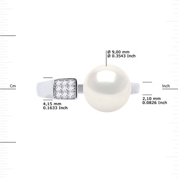 Bague Ajustable Perle d'Eau Douce 9-10 mm Blanche Joaillerie Argent 925