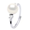 Bague Ajustable Perle d'Eau Douce 7-8 mm Blanche et Oxydes de Zirconium Argent 925 - vue V1