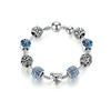 Bracelet Femme Charm's Coeur et Cristal de Swarovski Bleu et plaqué Argent - vue V1