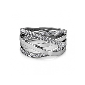 Bague Criss Cross - Argenté et Cristal