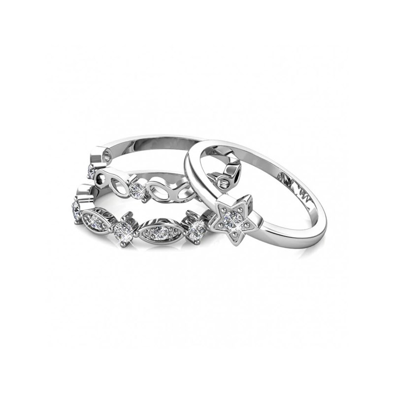 Bague Solar - Argenté et Cristal