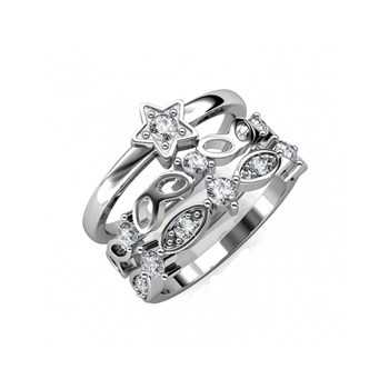 Bague Solar - Argenté et Cristal