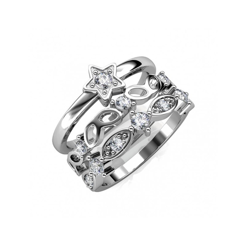 Bague Solar - Argenté et Cristal - vue 4