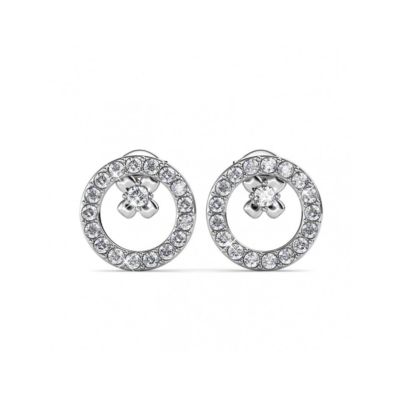 Boucles d'oreilles Eliza - Argenté et Cristal - vue 2