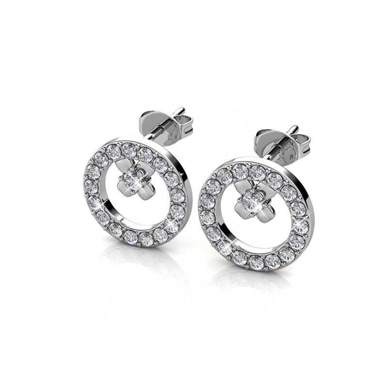 Boucles d'oreilles Eliza - Argenté et Cristal - vue 3