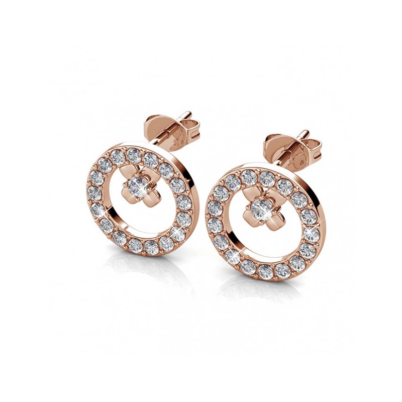 Boucles d'oreilles Eliza - Or Rosé et Cristal - vue 3