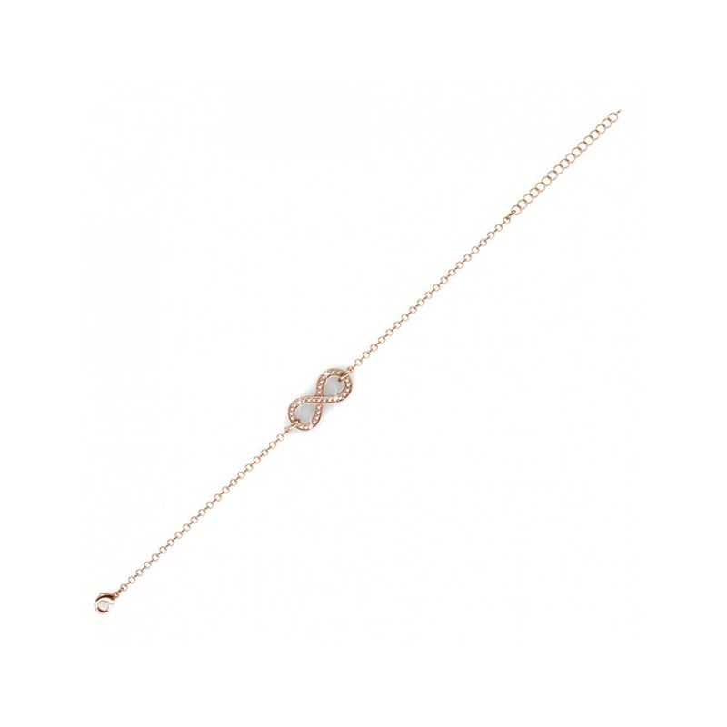 Bracelet Infinity Eight - Or Rosé et Cristal - vue 4