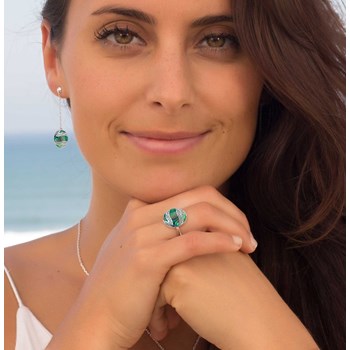 Bague d'Exception : Nacre Abalone Naturelle et Dentelles d'Argent 925 pour un Style Inimitable | Aden
