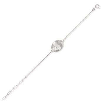 Bracelet ADEN réglable cabochon Nacre blanche dentelles argent 925 Millième rhodié