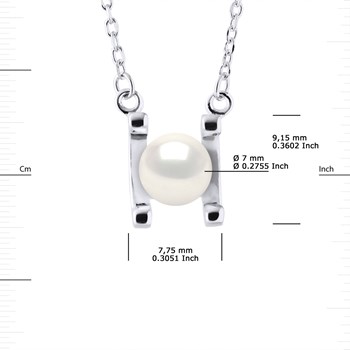 Collier SYMBOL Perle d'Eau Douce 7-8 mm Blanche Argent 925