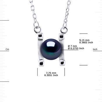 Collier SYMBOL Perle d'Eau Douce 7-8 mm Noire Argent 925