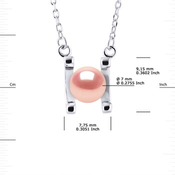 Collier SYMBOL Perle d'Eau Douce 7-8 mm Rose Argent 925