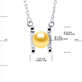Collier SYMBOL Perle d'Eau Douce 7-8 mm Dorée Argent 925
