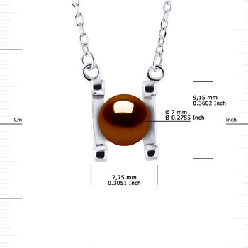 Collier SYMBOL Perle d'Eau Douce 7-8 mm Chocolat Argent 925