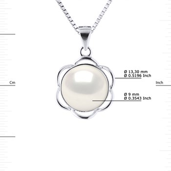 Collier PETALES Perle d'Eau Douce 9-10 mm Blanche Argent 925