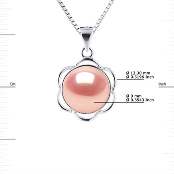 Collier PETALES Perle d'Eau Douce 9-10 mm Rose Argent 925