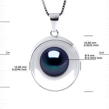 Collier REFLETS Perle d'Eau Douce 9-10 mm Noire Argent 925