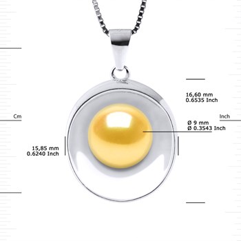 Collier REFLETS Perle d'Eau Douce 9-10 mm Dorée Argent 925